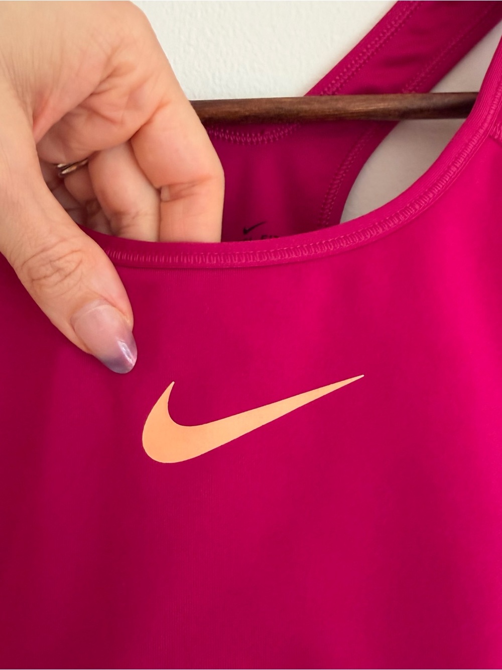 Nike Dri-FIT Pro Classic Sports Bra Magenta Pink Coral Swoosh Racerback Medium M - Picture 2 of 7